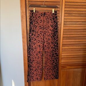 Maeve Leopard Print Wide Leg Pants - Brown and Black